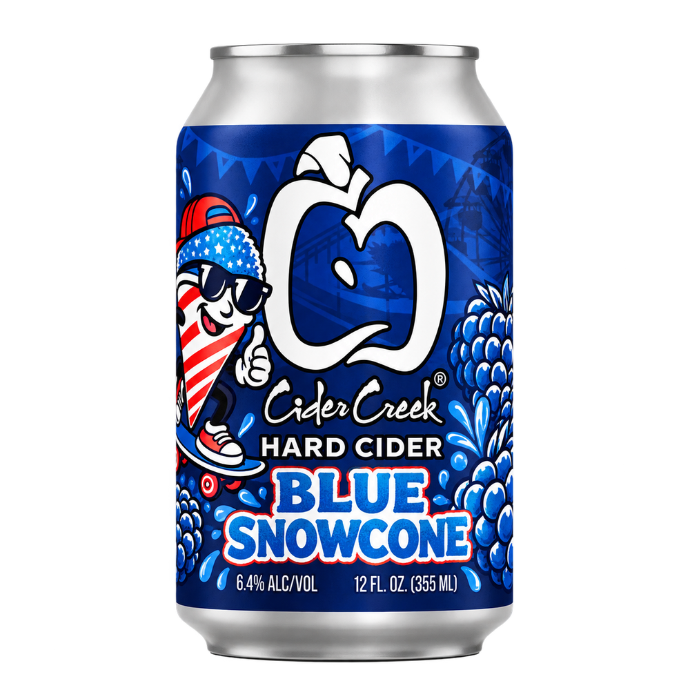 Blue Snowcone hard cider can