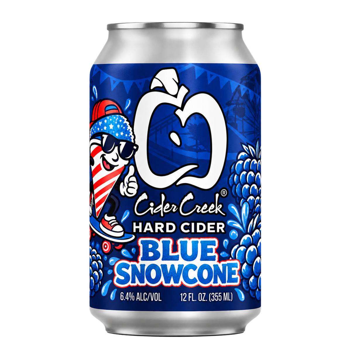 Blue Snowcone hard cider can